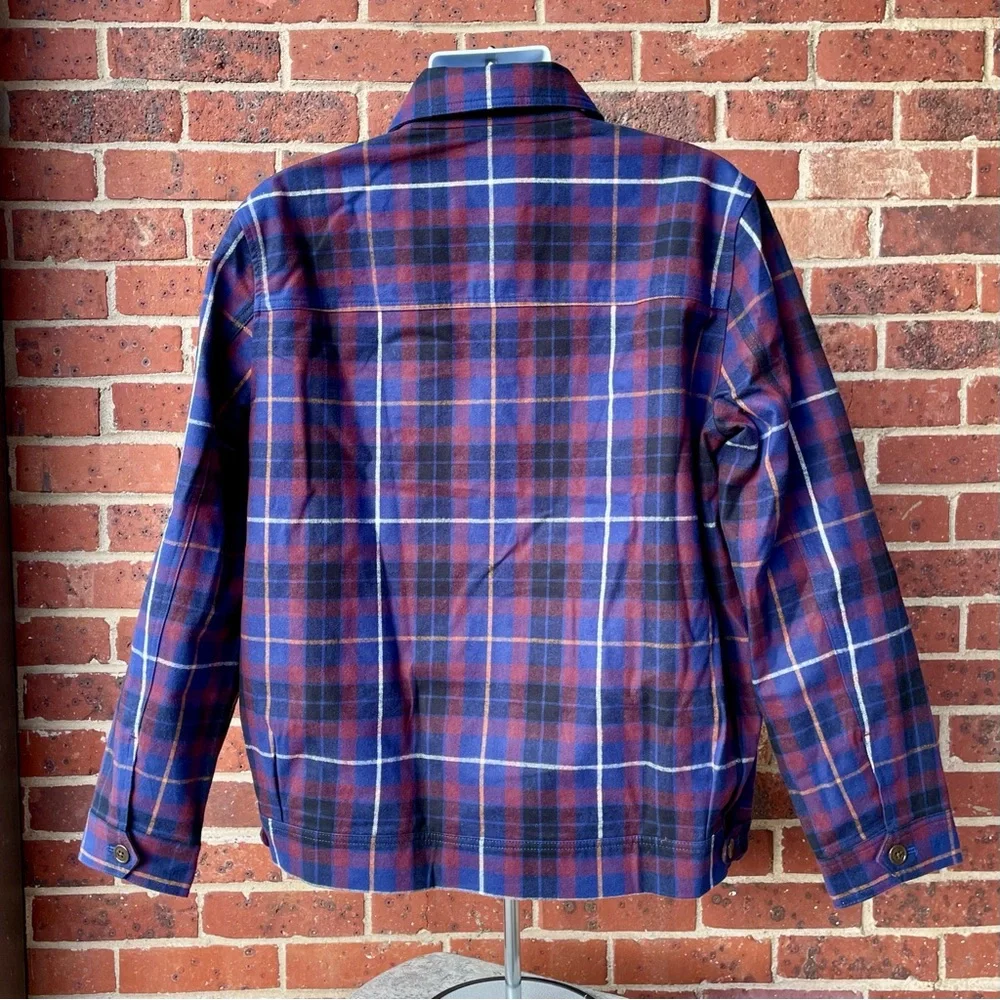 Bonobos Red & Blue Plaid Fill Zip Jacket Coat Shirt Shacket Large 100% Cotton